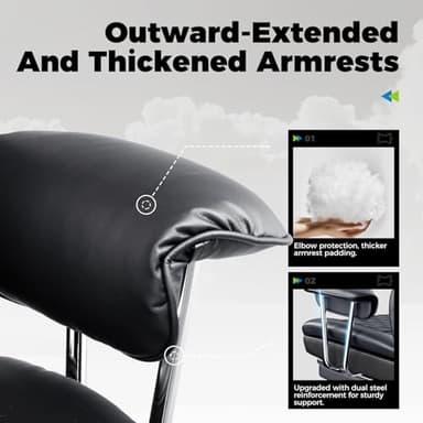 COMHOMA Big and Tall Office Chair, High Back Leather Gaming Chair with Footrest, Executive Ergonomic Office Chair with Pocket Spring Lumbar Support and with Outward Fixed Soft Armrests - Image 5