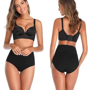 QOVOQ Women's High Waist Cotton Underwear Stretch Briefs Soft Comfy Ladies Panties MultiPack Black - Image 3