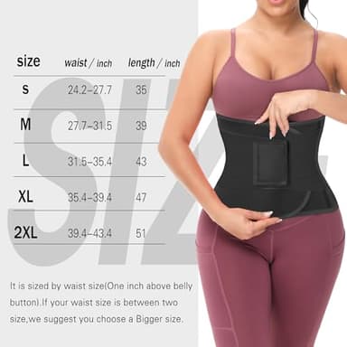 VENUZOR Waist Trainer Belt for Women - Waist Cincher Trimmer - Slimming Body Shaper Belt - Sport Girdle Belt (UP Graded)(Black,Small) - Image 2