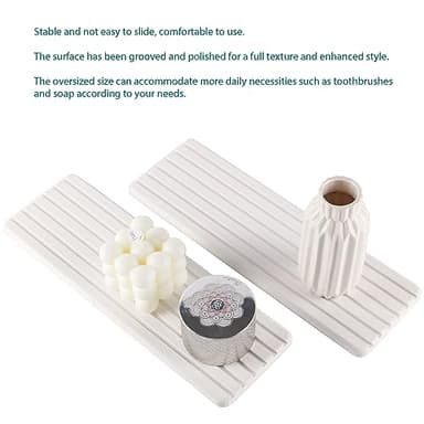 NiuYichee 2 PCS Water Absorbent Diatomite Coasters (12.2" x 4"), Grooved Design, Water Absorbing Stone Used for Hand Soaps & Plants & toiletries in The Modern Home - Image 5