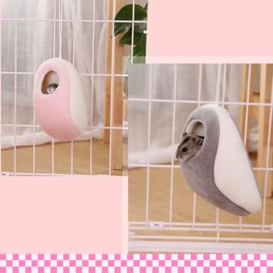 TTMIMIK Hamster Bed Hideout Hamster House Cute Habitat Warm & Cozy Cage Hammock Set Small Pet Cage Hammock Small Pet Washable (Grey, M) - Image 3