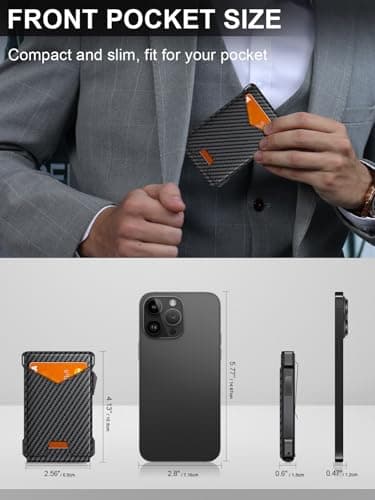 Wallet for Men RFID Wallet with 2 ID Windows & Money Clip, Slim Pop Up Card Holder for 10-12 Cards, Bifold Minimalist Smart Wallet for Front Pocket, Compact Metal Credit Card Holder, Gifts for Men - Image 7