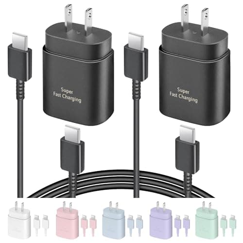 2 Pack USB C Charger, 25W Type C Fast Charging with USB-C Charger Cable 6FT Android Phone Charge for Galaxy S24 Ultra/S23+/S22/S21/S20/Phone 16 15 Pro Max 16 15 Plus - Image 1
