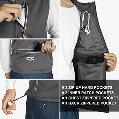 33,000ft Men's Windproof Lightweight Golf Vest Outerwear with Pockets, Softshell Sleeveless Jacket for Running Hiking Sports - Image 6