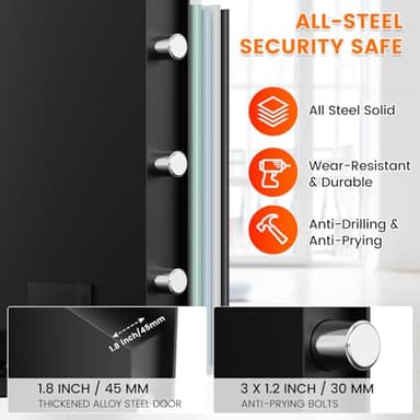 6.0 Cub Extra Large Home Safe, Anti-theft Steel Safe Box with Backup Keys, Digital Keypad and Alarm System, Home Security Safety Box for Money Firearm Medicines Valuables - Image 3