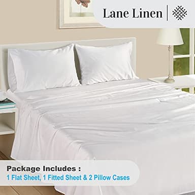 LANE LINEN 100% Egyptian Cotton Full Size Bed Sheets, Soft & Comfy Luxury Hotel Style Thick Full Size Sheets, Fully Elasticized Reinforsed Seams No Pill Natural Cooling White Sheets - Image 4
