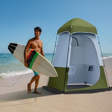 Camping Shower Tent, 7.9 FT Oversize Changing Tents, Portable Outdoor Bathroom Toilet Tent with Floor, Easy Set Up Privacy Shelter for Dressing, Hiking, Fishing, UPF50+ - Image 3