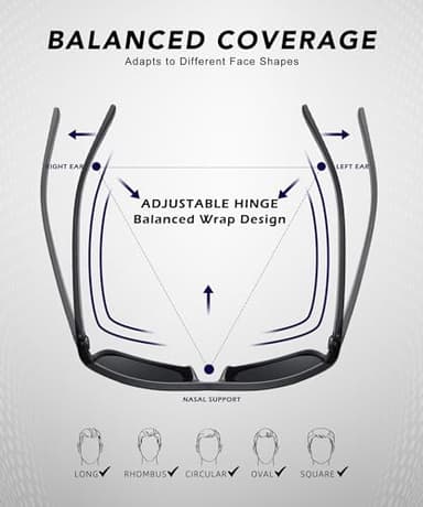 QALLY Polarized Sunglasses Men, Mens Sunglasses Polarized UV protection Lightweight Sun Glasses for Driving Fishing Golf - Image 5