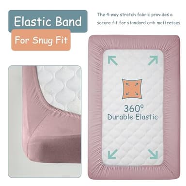 Little Peaches Baby Girl Crib Sheets – 2 Pack Fitted Bedding Essentials, Super Soft Stretch Knit for Crib & Portable Mattress – Butterfly & Lilac - Image 3