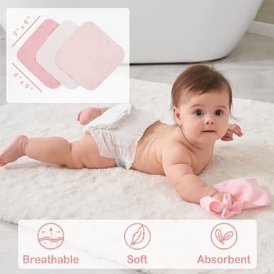 Viviland Baby Towels and Wash Cloths Set - Hooded Towels, Face Towels, Burp Cloths or Wipes - Absorbent Bath Towels - 6-Pack, Size 28 x 28 Inch (Pink Unicorn) - Image 6