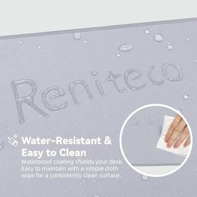 Reniteco Waterproof Large Gaming Mouse Pad with Durable Stitched Edges, Non-Slip Rubber Base, Grainy Jacquard Mouse Mat Desk Pad for Home Office Gaming, 15.74"x35.43"x0.12", Light Gray - Image 6