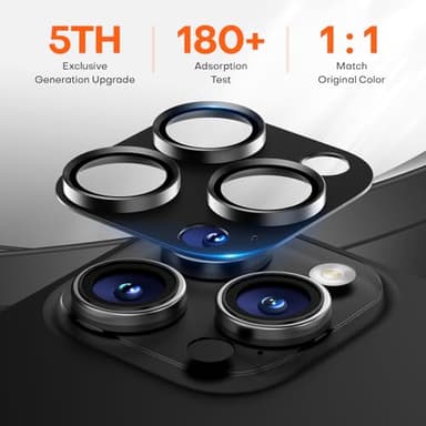 Wumigoo Camera Lens Protector for iPhone 16 Pro Max/16 Pro/iPhone 15 Pro Max/15 Pro/iPhone 14 Pro Max/14 Pro, Aluminum Alloy Sapphire Glass Camera Screen Cover, Case Friendly- Black Titanium - Image 3