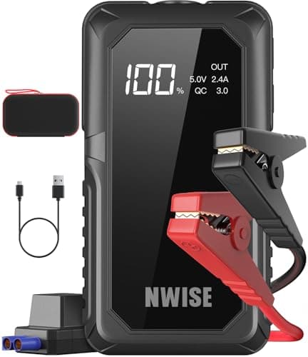 NWISE Car Jump Starter, 2000A Peak 20000mAh Portable Battery Starter with Smart Safety Jumper Clamps,12V Jump Boxes with Dual USB Quick Charge 3.0, LED Light - Image 1