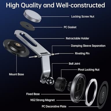 SYNCWIRE Fits MagSafe Car Mount for Universal Dashboard, Tesla Screen, Magnetic Phone Holder for Car, Foldable Aluminum Alloy Arm, Super Stable Car Mount for iPhone 16 Pro Max 15 14 13 12&All Phones - Image 5