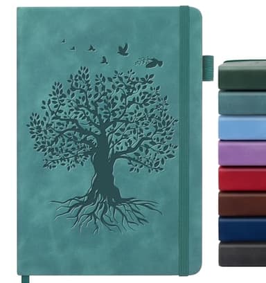 ALKALO Lined Journal Notebook for Women Men, A5 Hardcover Leather Journals for Writing, 200 Pages Thick Paper, Daily Journal Notebook for Work, School, Note Taking, Business, Travel, College Ruled - Image 1