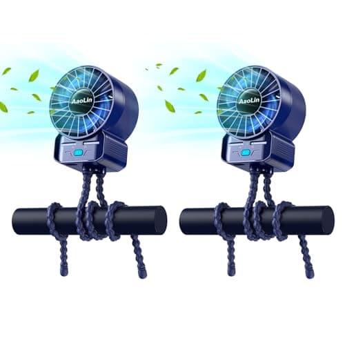 2 Pack Multifunctional Portable Stroller Fan 4 Speed 6600rpm High Speed Usb Rechargeable Personal Mini Handheld Fan Extended Tripod For Desktop Winding Kids Bed Treadmill Bike Golf Cart Outdoor Travel - Image 1