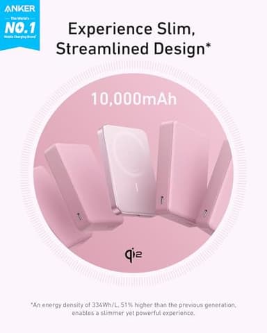 Anker MagGo Power Bank, Ultra-Slim 10,000mAh Magnetic Battery Pack, Qi2 Certified 15W Ultra-Fast MagSafe Compatible Portable Charger, Ergonomic Design, for iPhone17/16/15/14 Series Only（Not for Pixel） - Image 2