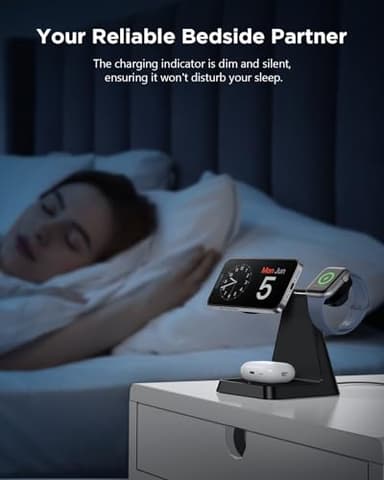 Charging Station for Multiple Devices Apple: Woruda 3 in 1 Magnetic Wireless Charger Stand for Mag Safe iPhone - Nightstand Charging Dock for iPhone 16 15 14 13 12 Pro Max Plus Apple Watch Airpods - Image 7
