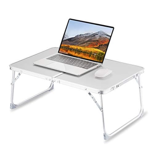 Foldable Laptop Table for Bed, SUVANE Lap Desk Bed Desk, Breakfast Serving Bed Tray, Portable Mini Picnic Table Storage Space Laptop Desk Reading Holder(Gray) - Image 1