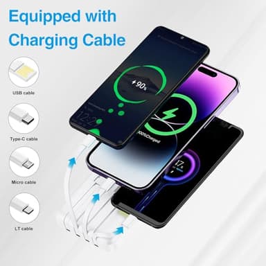 ummz Portable Charger with Built-in Cable,12000mAh 22.5W Fast Charging Small Power Bank,USB C Input/Output with Smart LED Display,External Battery Pack for iPhone,Tablet,Samsung - Image 2