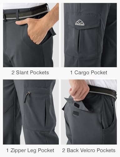 Rdruko Men's Hiking Pants Lightweight Quick Dry Water Resistant Outdoor Travel Work Fishing Pants 6 Pockets (Dark Gray,US 36) - Image 4