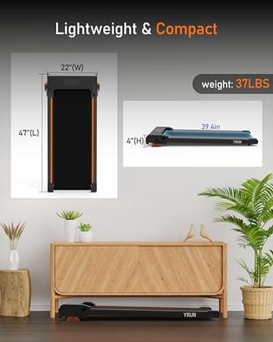 YRUN Walking Pad Treadmill with 4 Level Incline, 2.5HP Quiet Brushless Under Desk Small Treadmill for Home and Office Black - Image 6
