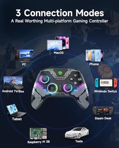 EasySMX X15 PC Controller - Enhanced Wireless Bluetooth Controller with Hall Joysticks/Hall Triggers/RGB Lighting - No Stick Drift, No Dead Zone - Work for Windows PC, Android, Steam and Switch - Image 3