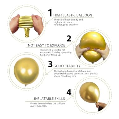 140pcs Gold Balloon Arch Kit, Gold Balloons of Different Sizes Pack of 18 12 10 5 Inch Party Balloon Kit for Birthday Party or Balloon Arch as Graduation Wedding Baby Shower Party Decorations - Image 3