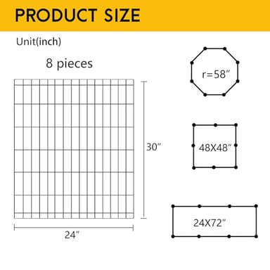 FDW 30 Inch Dog Pen 8 Panel Dog Playpen Indoor Outdoor Metal Puppy Pet Fence Portable Folding Animal Exercise Fence,Black - Image 7