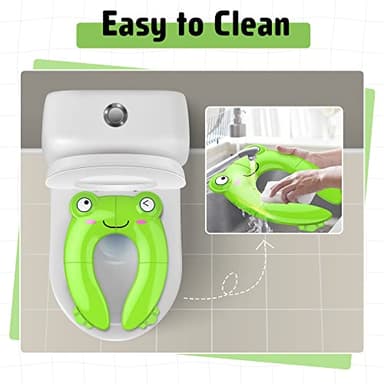 Portable Potty Seat for Toddler Travel - Foldable Non-Slip Potty Training Toilet Seat Cover for Boys Girls, Baby Kids with Drawstring Bag (Green Frog) - Image 5