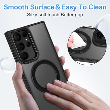 Casehas for Samsung Galaxy S22 Ultra Case,with Magnetic Invisible Stand [Military Drop Protection] [Compatible with MagSafe] Shockproof Slim Translucent Anti-Slip, Black - Image 6