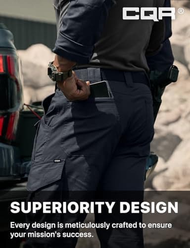 CQR Men's Flex Ripstop Tactical Pants, Water Resistant Stretch Cargo Pants, Lightweight EDC Hiking Work Pants, Dura Flex Mag Pocket Operator Navy, 34W x 32L - Image 5