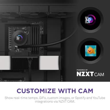 NZXT Kraken Plus 360 – AIO CPU Liquid Cooler – 360mm Radiator – 3 x F120P Fans – Customizable 1.54" Square LCD – AMD® AM5, AM4 – Intel® LGA 1851/1700, 1200/115X – Black - Image 5