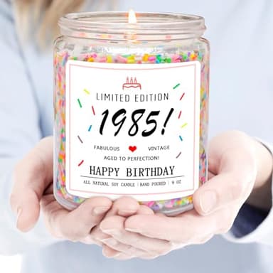 Homsolver 40th Birthday Gifts for Women Ideas, Happy 1985 40th Birthday Candle Gifts-Limited Edition 1985 Handmade Candles (Vanilla Birthday Cake Scent with Sprinkles) - Image 5