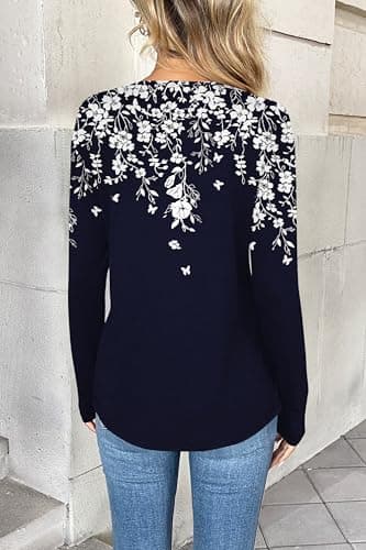 Zeagoo Boho Tops for Women Business Casual Blouses Long Sleeve Shirts V Neck Tshirts Basic Work Clothes - Image 4