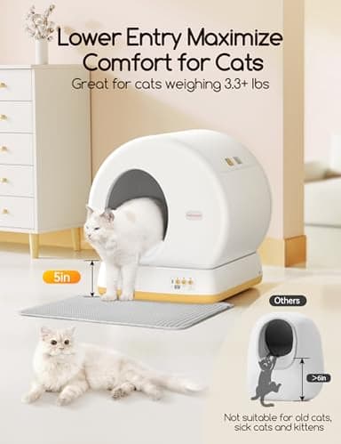 MeoWant Self-Cleaning Cat Litter Box, Advanced Safety System Automatic Cat Litter Box Perfect for Multi Cats, Extra Large/Odor Control/APP Control Smart Cat Litter Box with Mat & Liner, Yellow - Image 7