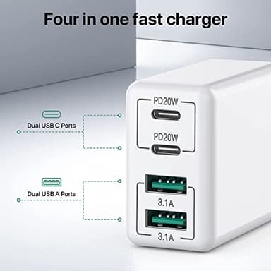 SCCVEE USB C Wall Charger, 40W 4-Port USB C Charger Block, Fast Charging Block Dual Port PD+QC Wall Plug Multiport Type C for iPhone 16/1514/13/12/11/Pro Max/XS/XR/8/7, iPad, Samsung Phone, Tablet - Image 4