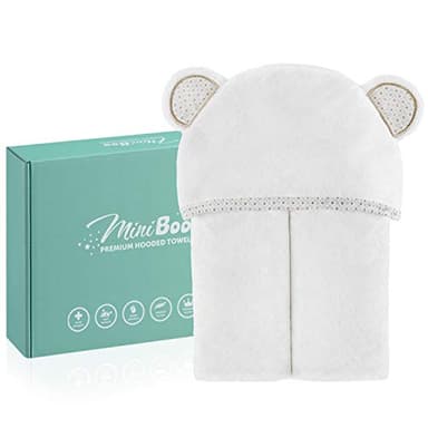 MINIBOO Hooded Baby Towels for Newborn - Super Soft Baby Bath Towels with Hood, Highly Absorbent Viscose Made from Bamboo Hooded Towel for Infant, Toddler and Kids, Baby Essentials - Image 3