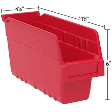 Akro-Mils 30040 ShelfMax Plastic Nesting Shelf Bin Box, 12-Inch Length x 4-Inch Width x 6-Inch Height, Case of 16, Red - Image 5