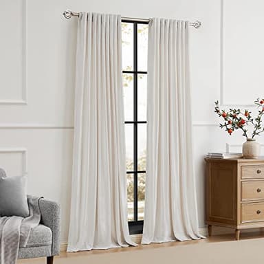 100% Blackout Ivory Off White Velvet Curtains 96 inch Long for Living Room,Set of 2 Panels Liner Rod Pocket Back Tab Thermal Window Drapes Room Darkening Heavy Decorative Curtains for Bedroom - Image 7