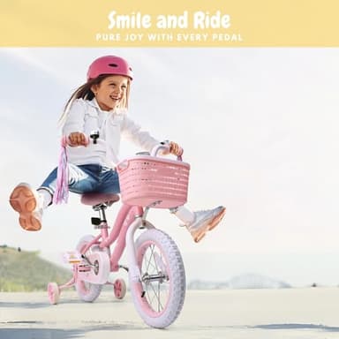 bicystar Girls Bike for Kids 3-5, Kids Bike with Training Wheels, Basket, Coaster Brake, Streamers, 12 inch Pink Pedal Bike for Kids, Birthday Gift - Image 6