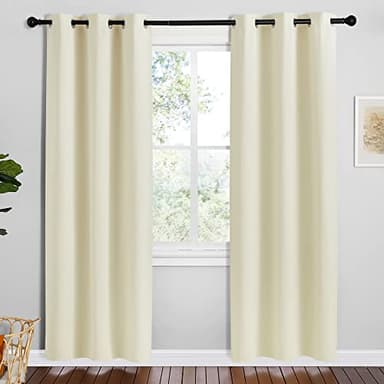 NICETOWN Kitchen Curtains for Decoration, Beige, 2 Panels, W42 x L78 inches, Thermal Insulated Grommet Room Darkening Draperies/Panels for Laundry - Image 1