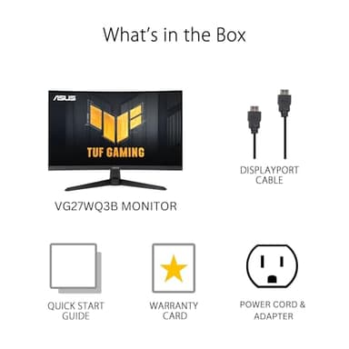 ASUS TUF Gaming 27” 1440P Curved HDR Gaming Monitor (VG27WQ3B) - QHD (2560 x 1440), 180Hz, 0.5ms, Extreme Low Motion Blur, FreeSync, 90% DCI-P3, DisplayWidget, 3 yr Warranty - Image 7
