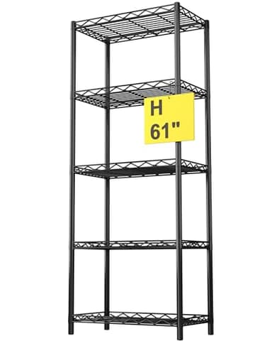 HOMEFORT 5-Tier Wire Shelving 5 Shelves Unit Metal Storage Rack Durable Organizer Perfect for Pantry Closet Kitchen Laundry Organization in Black,21”Wx14”Dx61”H - Image 6