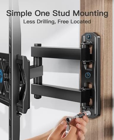 Pipishell Full Motion TV Wall Mount for 26-60 Inch Flat Curved TVs, Heavy Duty Single Articulating Arms TV Bracket Up to VESA 400x400mm and 77lbs, Support Swivel, Tilt, Level Adjustment - Image 7