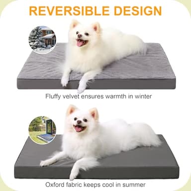 KSIIA Orthopedic Dog Bed Waterproof Dog Crate Bed for Medium Dogs Deluxe Plush Washable with Egg Crate Foam & Removable Cover, 29 x 18 Inch, Dark Gray - Image 4