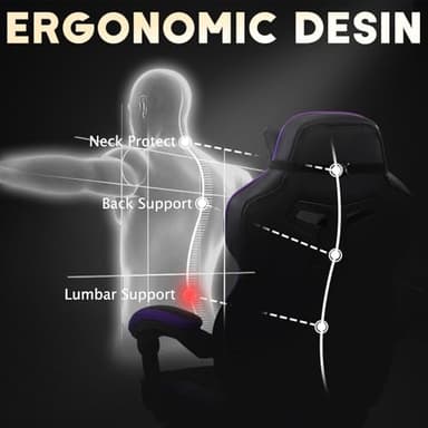 Vonesse Gaming Chair,Computer Chair with Footrest and Massage,Reclining Gaming Chairs for Adults,Big and Tall High Back Gamer Chair (Purple/Black) - Image 7