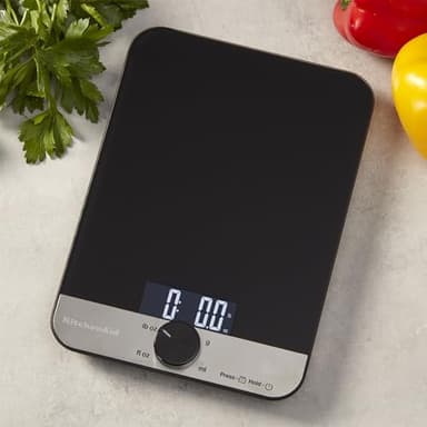KitchenAid KQ908 Glass Surface 11 Pound Capacity Digital Kitchen and Food Scale, Black - Image 2