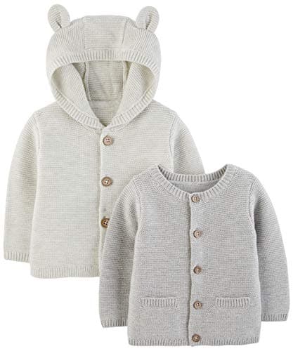 Simple Joys by Carter's Baby 2-Pack Neutral Knit Cardigan Sweaters, Grey, 12 Months - Image 1