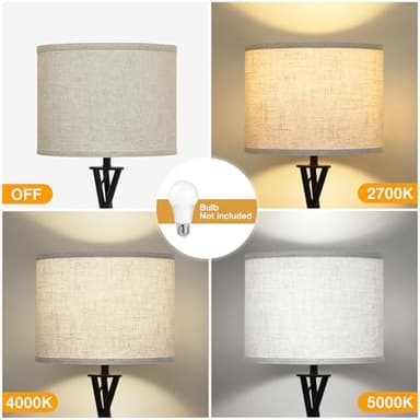 Tripod Floor Lamp Black, 61” Tall Floor Lamps, Standing Lamp with Rotary Switch, Modern Floor Lamp Simple Design with Beige Shade, Floor Lamps for Living Room, Bedroom, Office, Without Bulb - Image 3